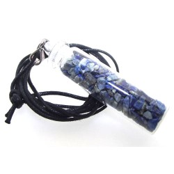 Lapis Lazuli Gemstone Crystal Glass Bottle Pendant